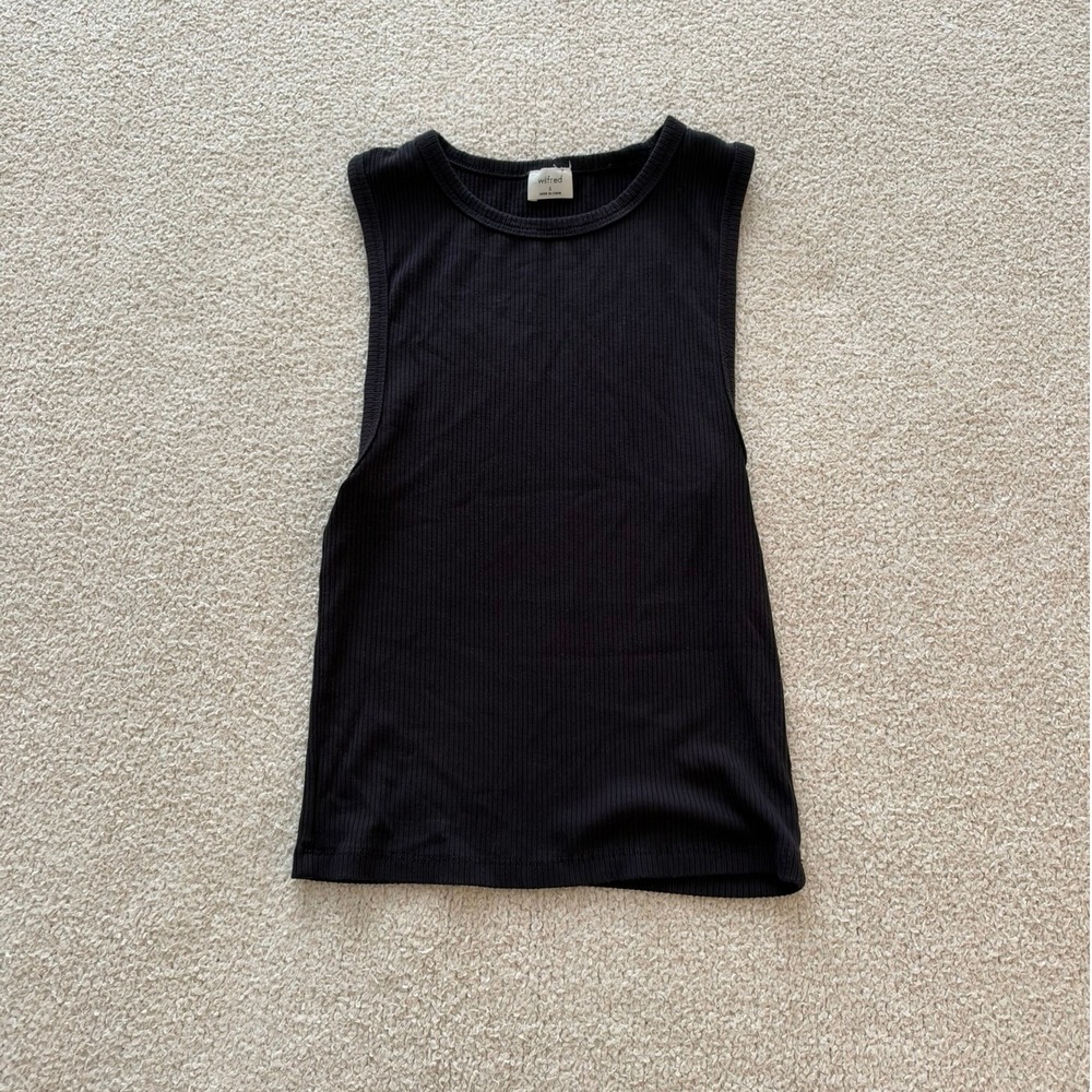 Aritzia Wilfred High Neck Modal Tank Top size Small in Black